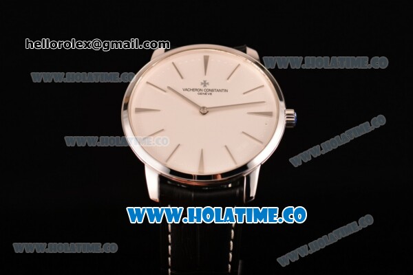 Vacheron Constantin Patrimony Miyota 9015 Automatic Steel Case with White Dial Black Leather Strap and Silver Stick Markers - Click Image to Close